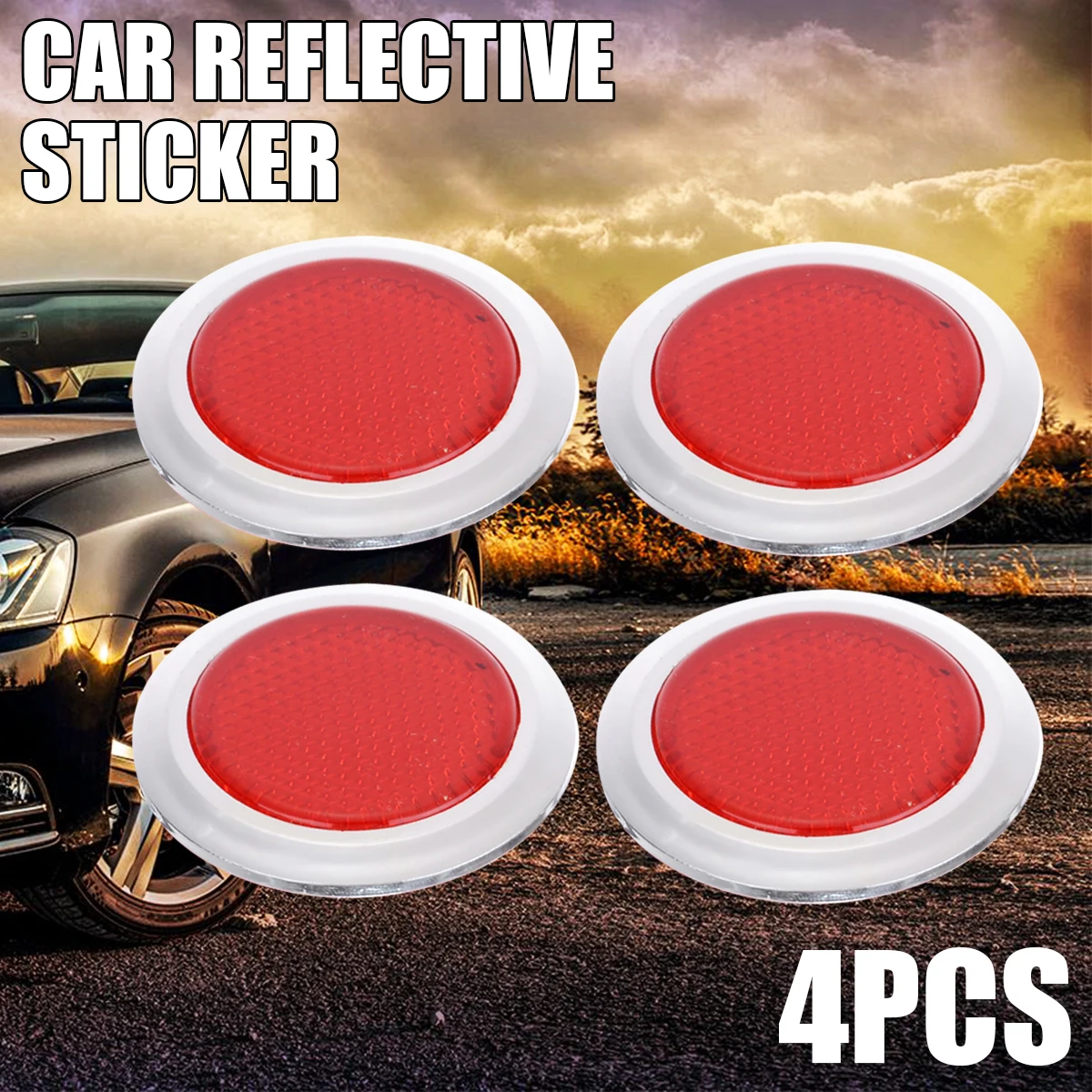 4 Pcs Auto Car Plastic Round Reflective Reflector Sticker Red S9 B4m4 for sale online 