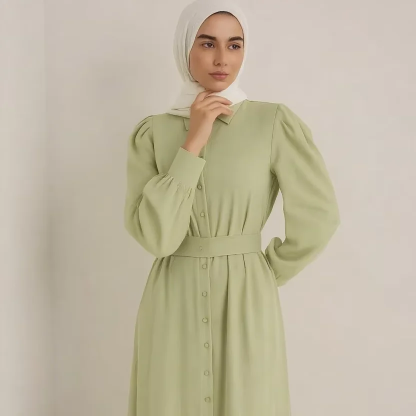 ladies islamic dress Modest Fashion Women Clothing Robe Long Front Button Muslim Dress Abaya Tight homecoming dresses