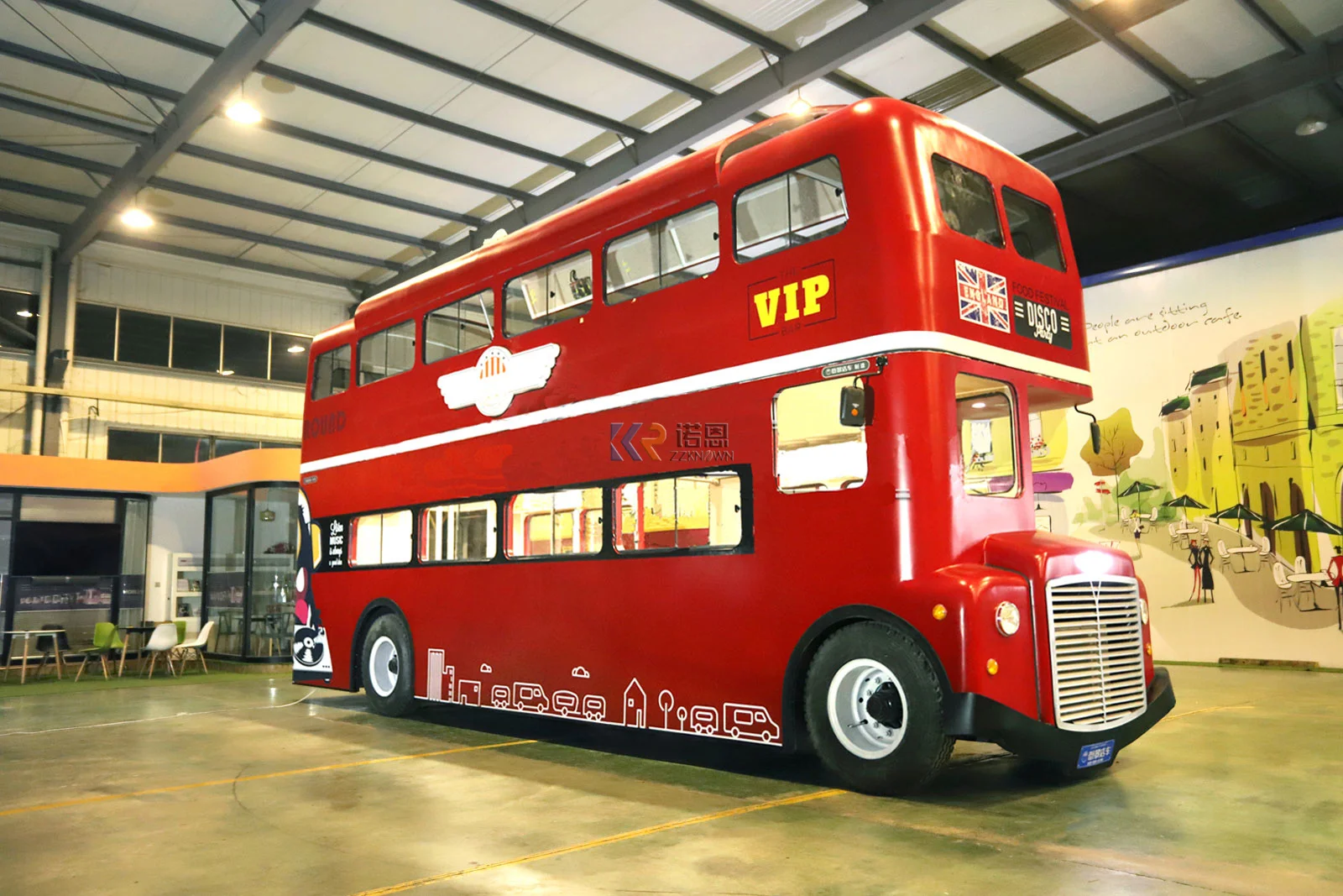 Double Decker Food Truck With Top Terrace Custom Colorful Doubledecker