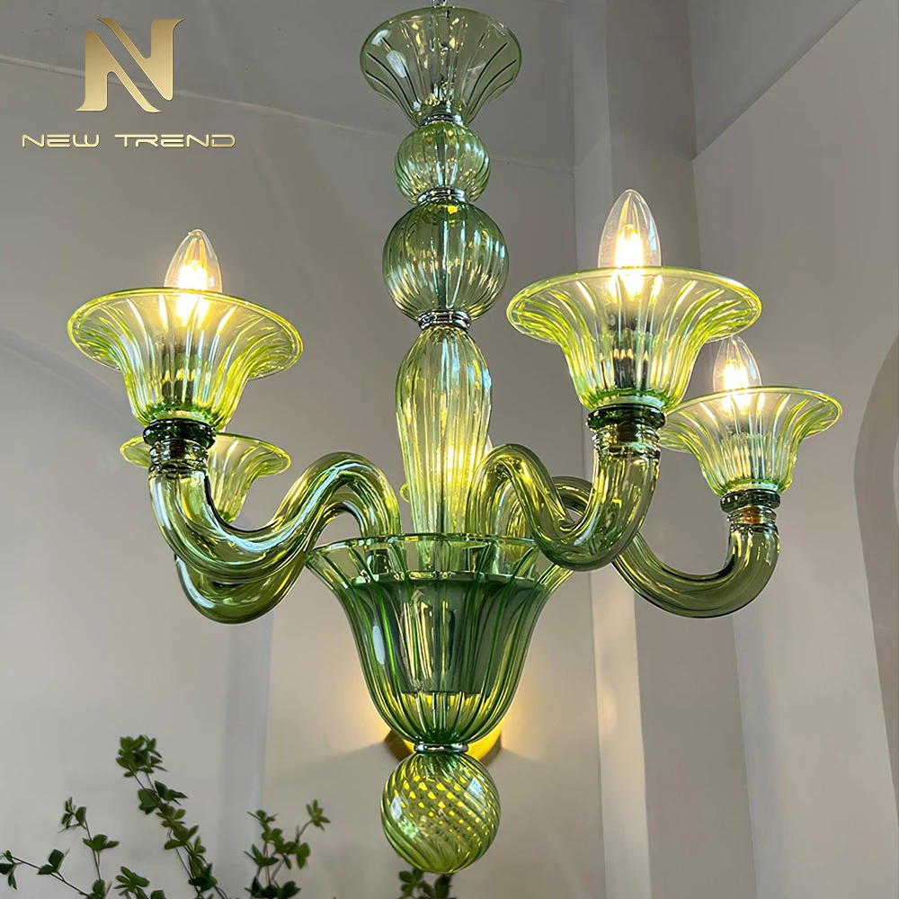 CPL-464 Modern French Pastel Color Murano Glass Chandelier – Artistic Luxury Pendant Light for Villa Dining