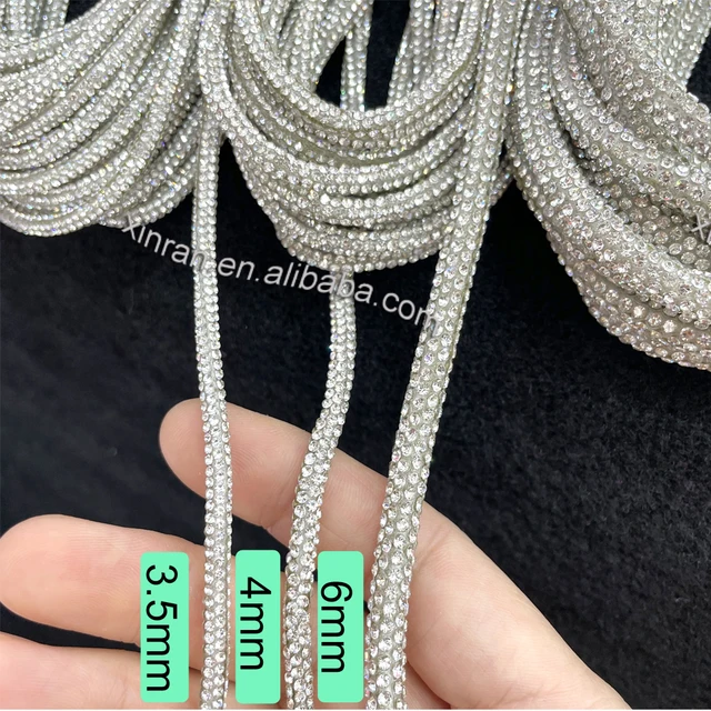 Rhinestone Tube Rope Core Crystal RE001 Wholesale High Quality Cotton Packing Bag Provided High Grade Trim to Sew on Shoes