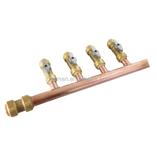 Cupc Lead Free Open End 1/2" Ball Valve X 3/4" Copper Water Manifold