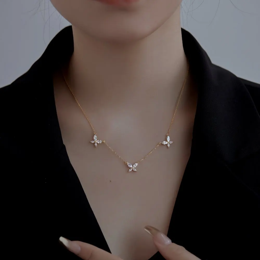 KAKODIY women's Cubic Zirconia 925 Sterling Silver necklace 18K gold plated women's jewelry butterfly pendant necklace for women detail 3