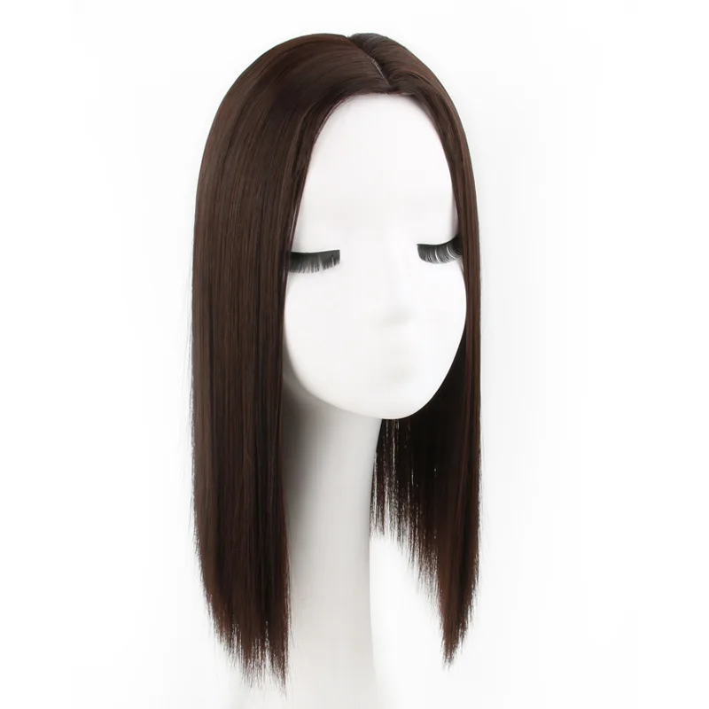 18inch Synthetic Straight Hair Piece Silk Base Wigs Clip in  display picture 3