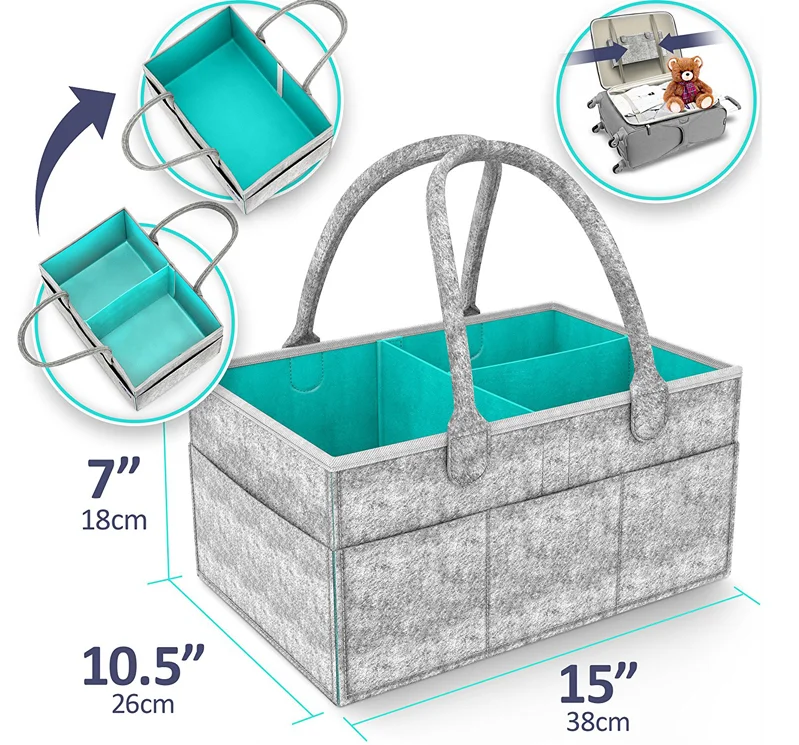 Diapers Portable Travel Station and Wipes Baby Diaper Caddy Organizer Basket for Nursery Changing Table Newborn Registry Shower Gift for Girl and Boy Must Haves Car Storage Bin Tote Bag for Nappy 