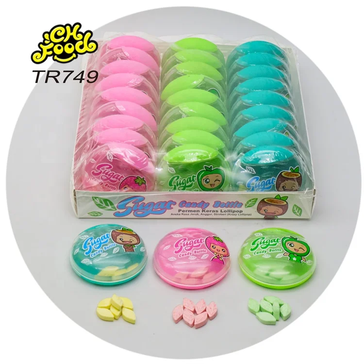 Wholesale New Fruit Flavor Leaf Shape Tablet Hard Candy Packing in Small Bottle Funny Toy Candy Sweets for Kids OEM Halal Sweets