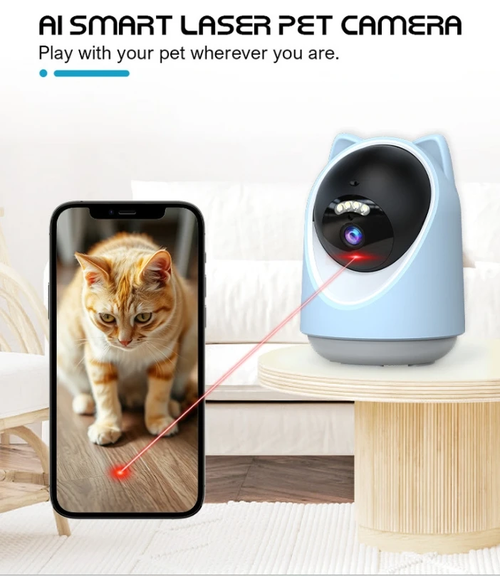 Image showcasing AI Pet Camera with Laser, 2K HD, 5GHz WiFi, Smart Tracking, Night ...