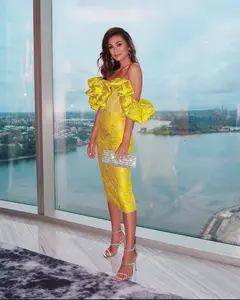 OEM/ODM Logo Women's Floral Jacquard Gown Evening Dress Luxury Party Dresses