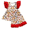 Circus Animal Red Ruffle Sleeve Kids Dress