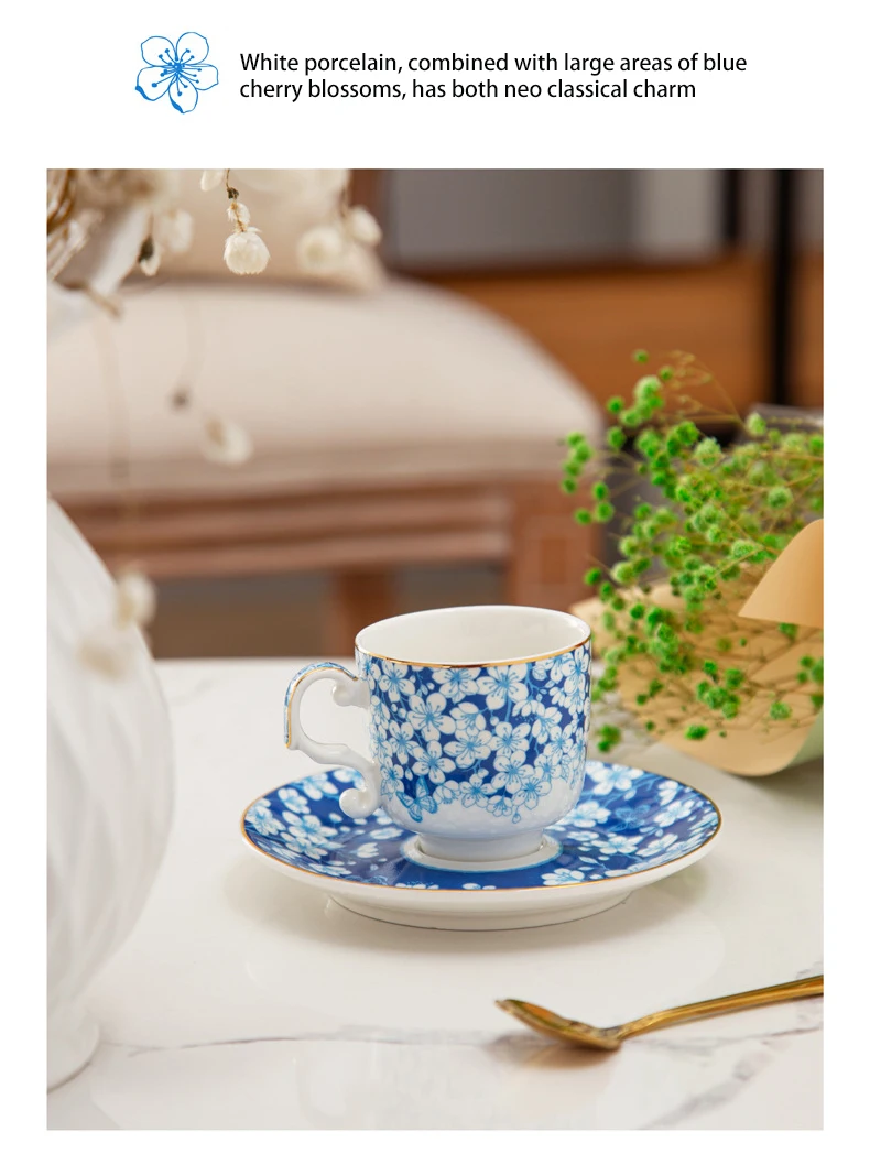 Classical Creative design tea set ceramic coffee cup and saucer porcelain cup drinkware 6PCS cup plate gift box factory