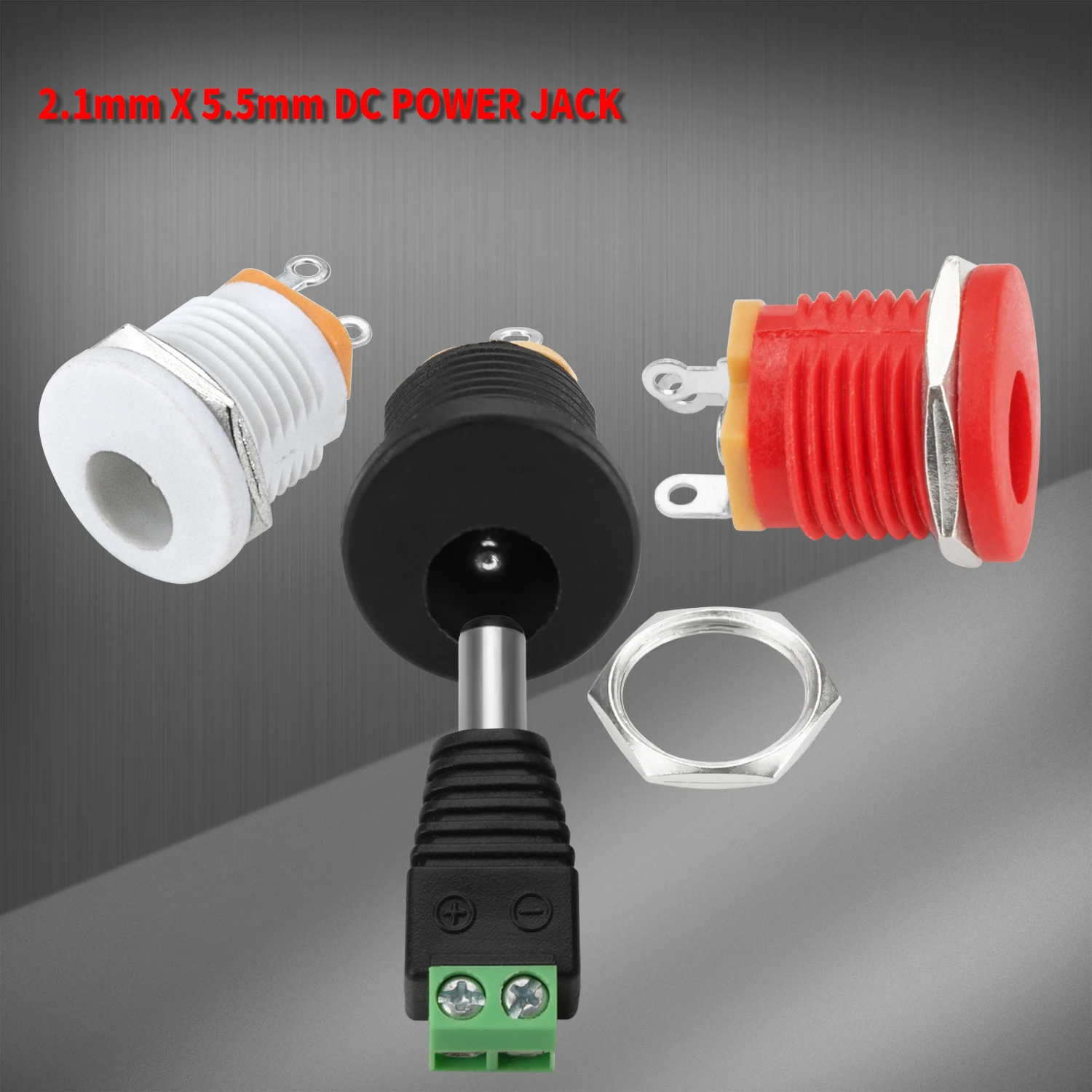 DaierTek 5.5 X 2.1 mm DC Power Jack Socket DC 6V 9V 12V 2.1 mm Female Barrel Jack Panel Mount Red Black White DC Jack