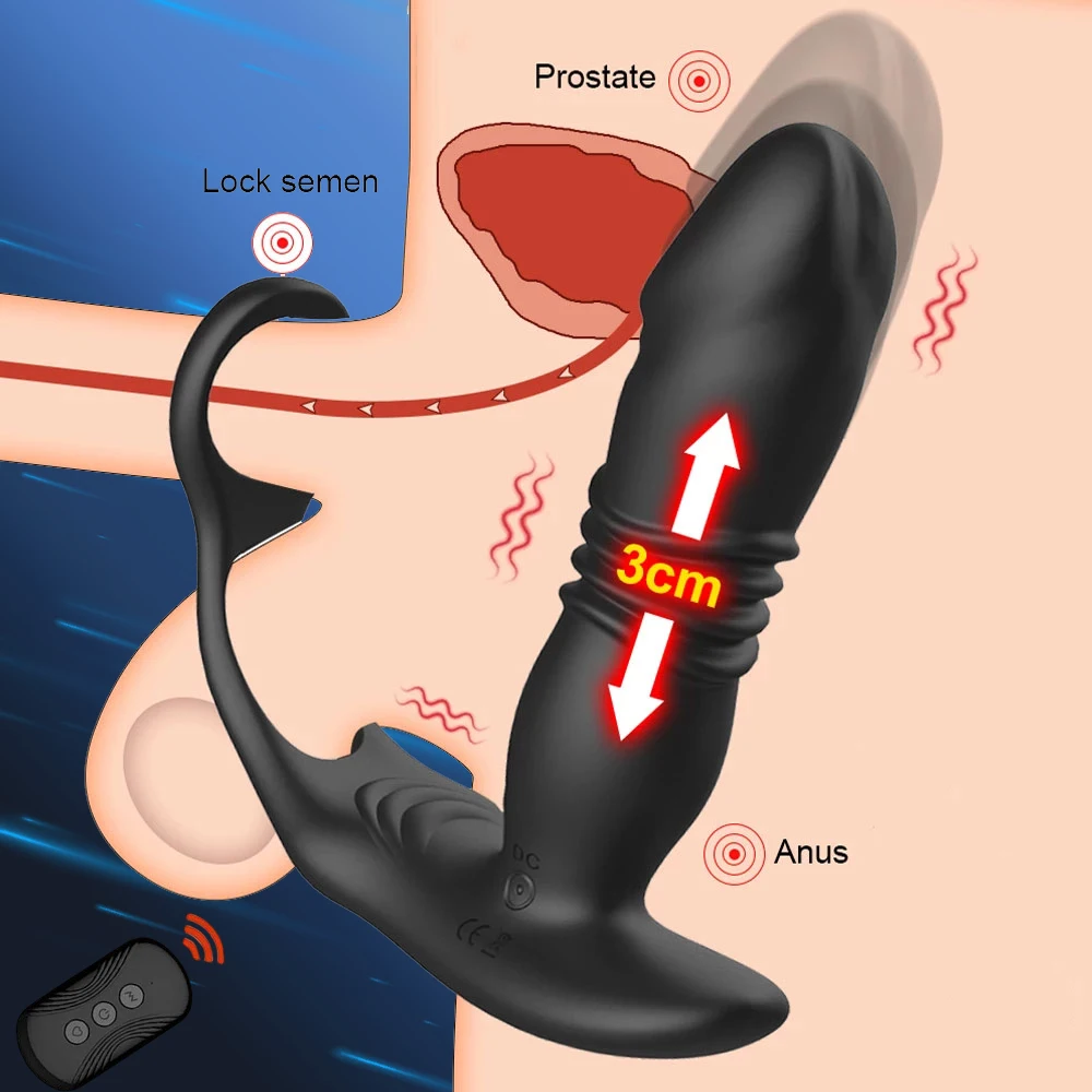 3 IN 1 Vibratore Anale con Anello per Pene, Giocattoli Sessuali Anali  Maschili con 10 Modalità di Spinta e Vibrazione, Giocattoli Sessuali