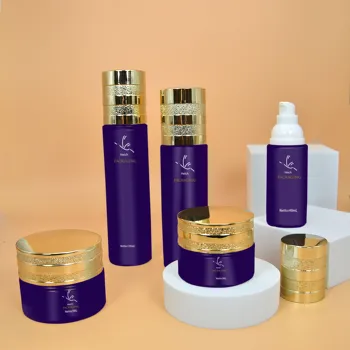 Purple Cosmetic Packaging Bottle Cream Jar Lotion Bottle Luxury Cosmetic Skincare Packaging Supplier