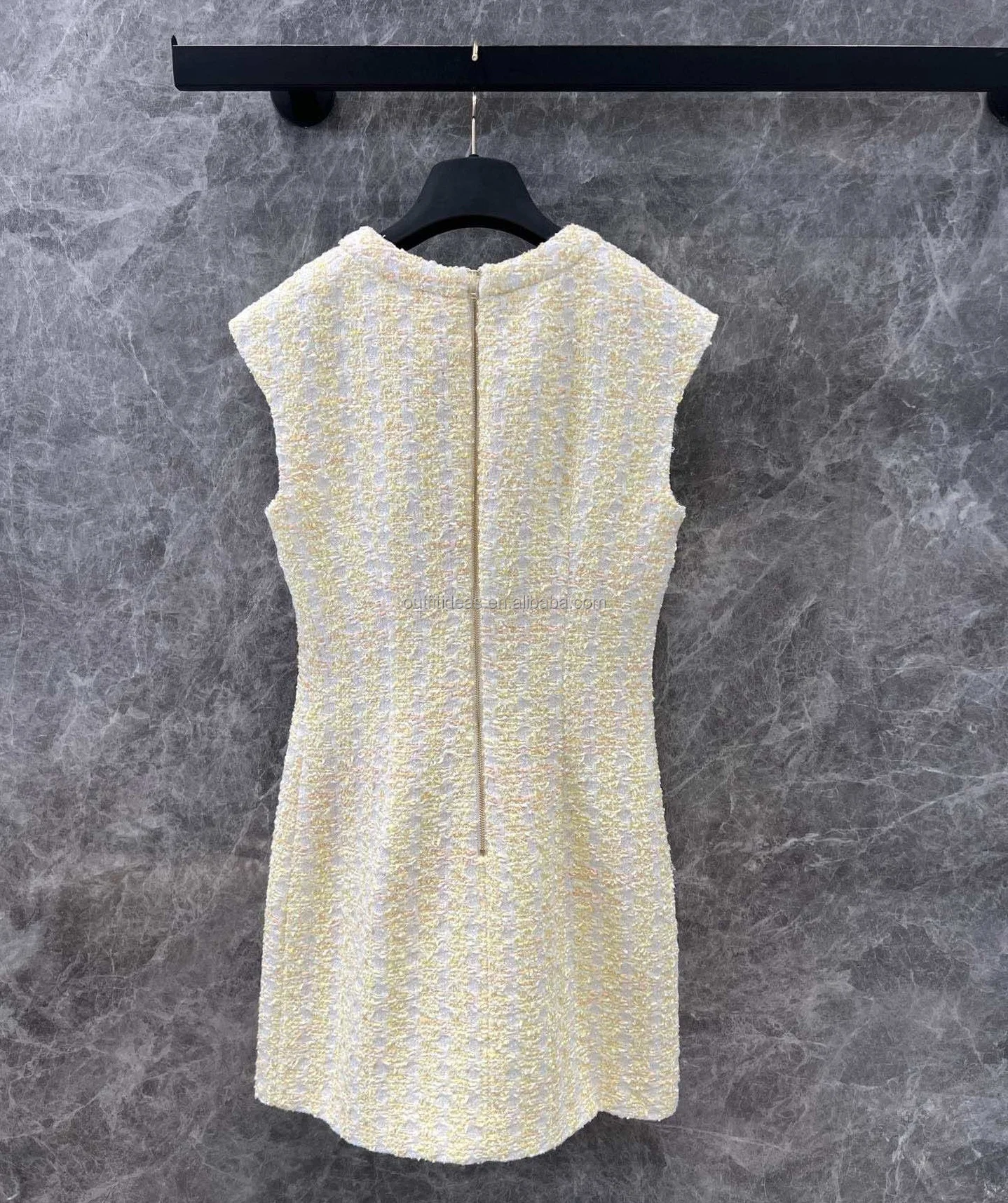 Top Quality Luxury Gold Button Dress with Tags Girls Sequin Sparkly Runway  Tweed Mini Dress Button Embellished Tweed Minidress| Alibaba.com