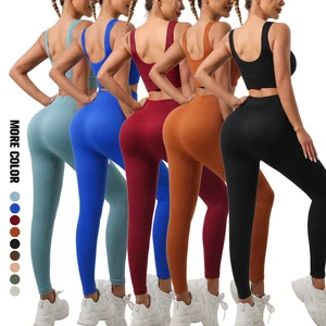 Women's Seamless Ribbed Yoga Set 2026 Hot Sale: Butt Lifting Quick Dry Sports Bra & Leggings 2-Piece Gym Fitness Activewear