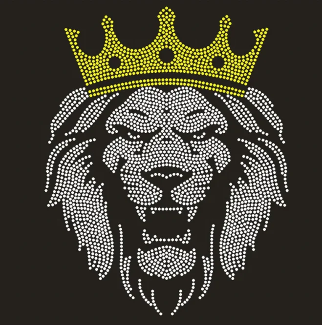 Ready to ship gold crown hotfix rhinestone applique Queen with crown rhinestone iron on transfers motif