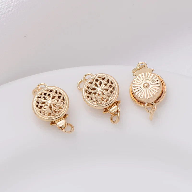 Filigree Box Pearl Safety Lock Clasps Platinum Plated Brass Single Strand Jewelry Clasps for DIY Pearl Necklace Bracelet Mak
