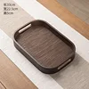 Dark chestnut square handle (33*22*5) faux woven mat