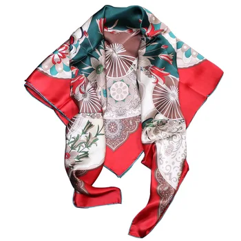 Factory Manufacture 100 Pure Silk Satin Women Square Custom Digital Printed Silk Scarves