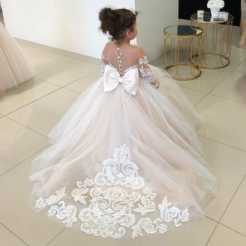 Popular Custom Made Wedding Applique Lace Tulle Princess Cheap Children ...