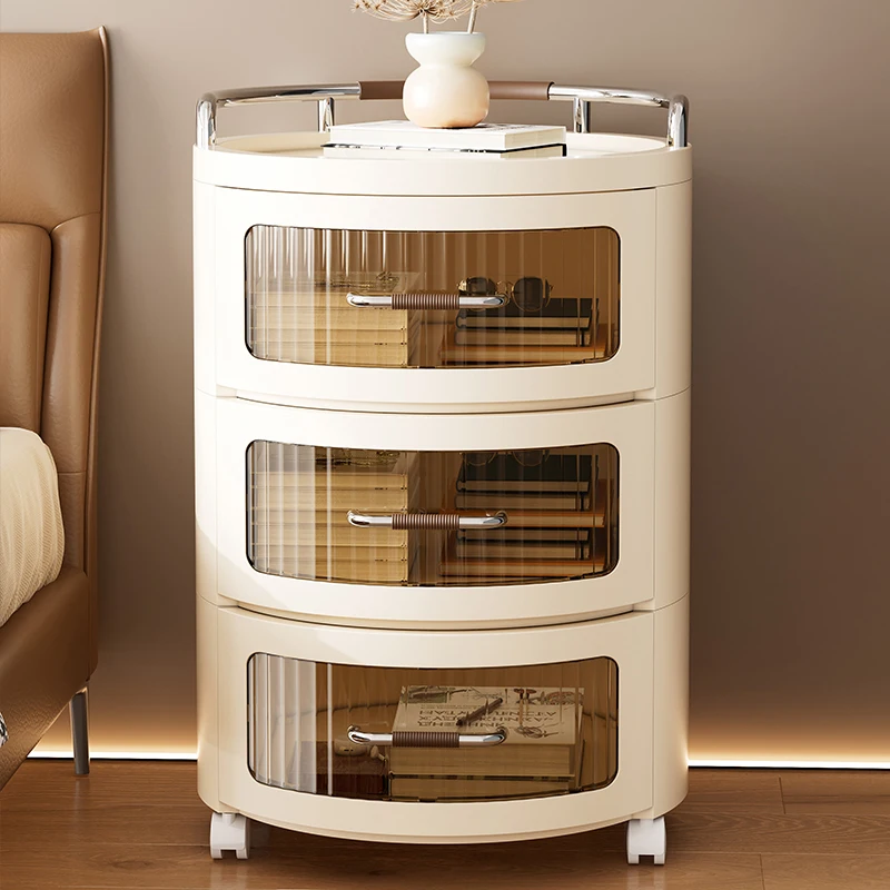 Large Capacity Three-Tier Lockers Storage Containers Plastic Bedside Tables Square Shape Storage Cabinet