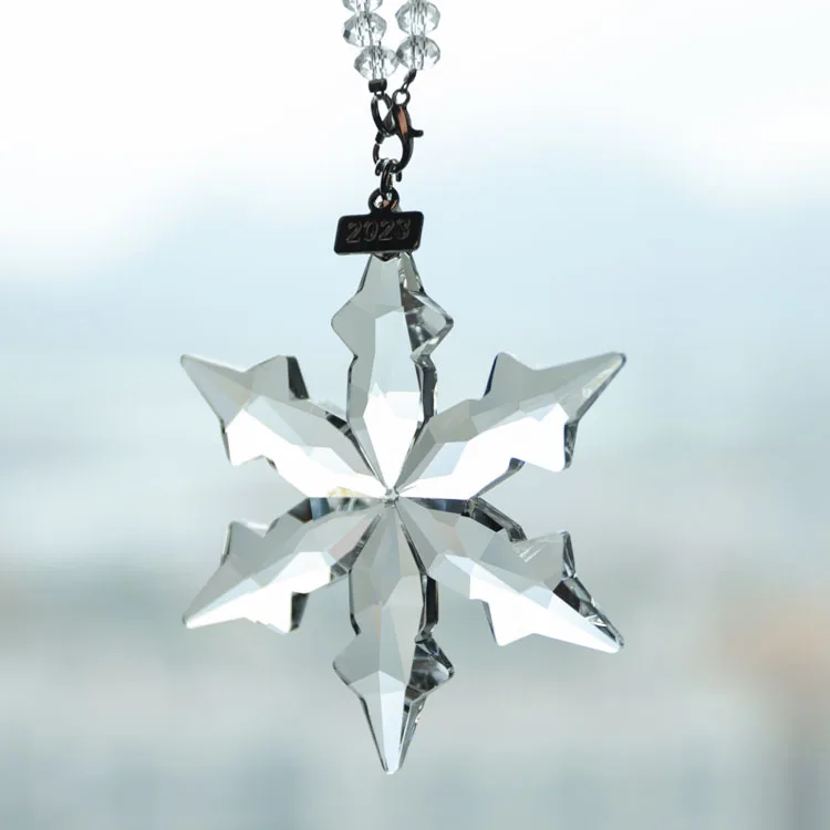 product wholesale fashion gifts hanging clear christmas glass snowflake ornament crystal glass pendant-41