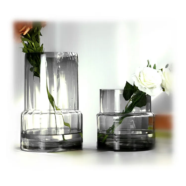 Colorful Sliver Modern Vintage Blue Glass Vase for Home