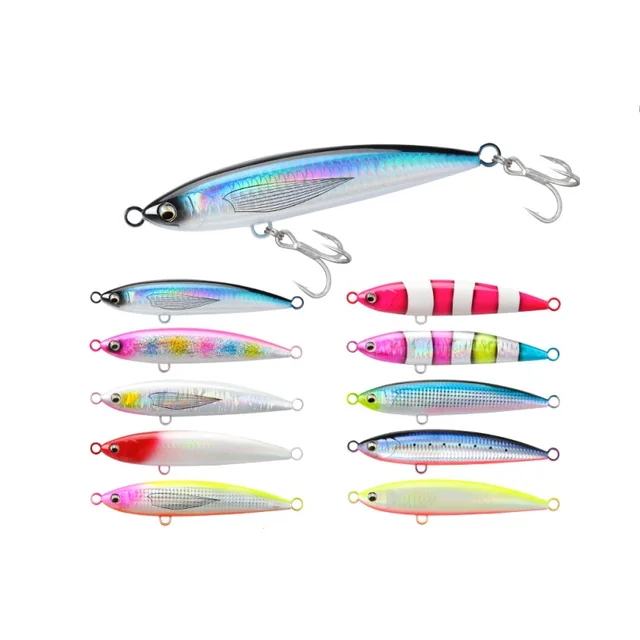 NEW160F 60g 10colors floating pencil lure artificial swim bait topwater sea bass pike hard body fishing Lure with Treble Hook