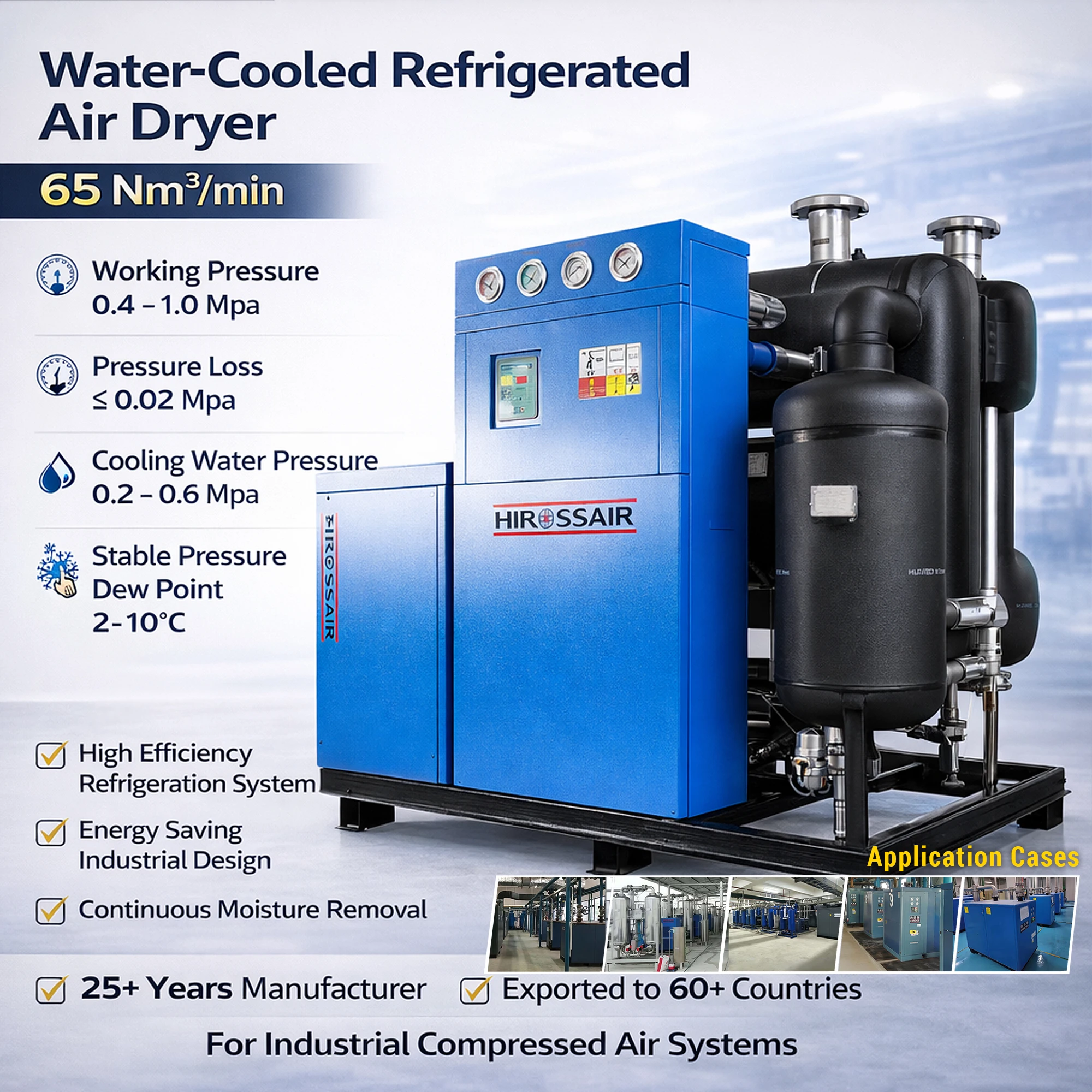 Industrial Water-cooled Refrigerant Harvest Right Compressed Air Dryer Macinhe with Heat Exchanger for Screw Air Compressor