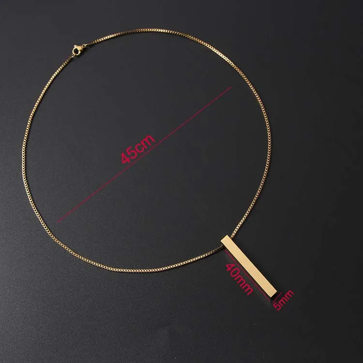 Chain 3D Bar Pendant Necklace