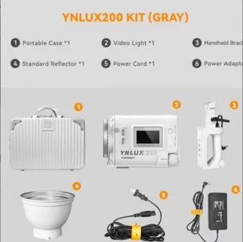 Yongnuo Lux200 200w Handheld Outdoor Led Light Photography Lighting 2700k-6500k Bowens Mount Gray detail image