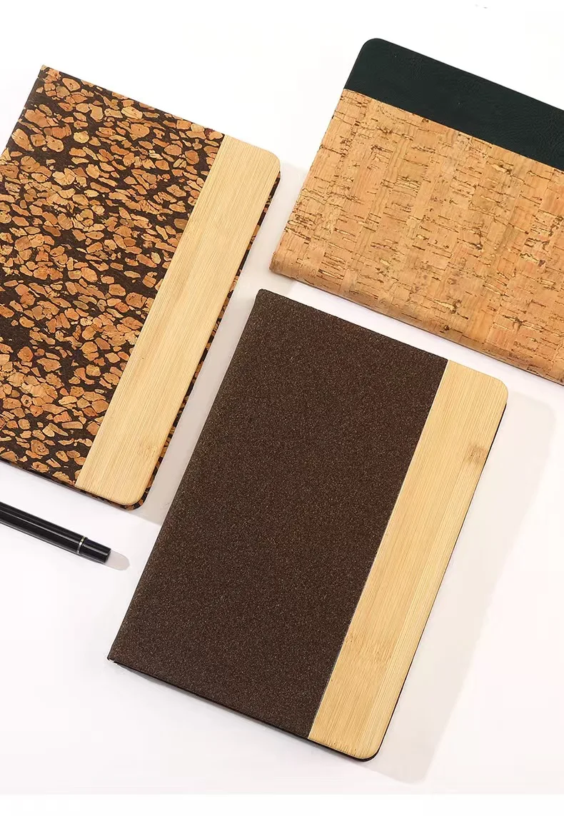 Customizable Coffee Ground Bamboo Wood Grain Puzzle Notebook Set Eco-Friendly Cork Grain Notebook Set A5 Eco-Friendlybook preview 4