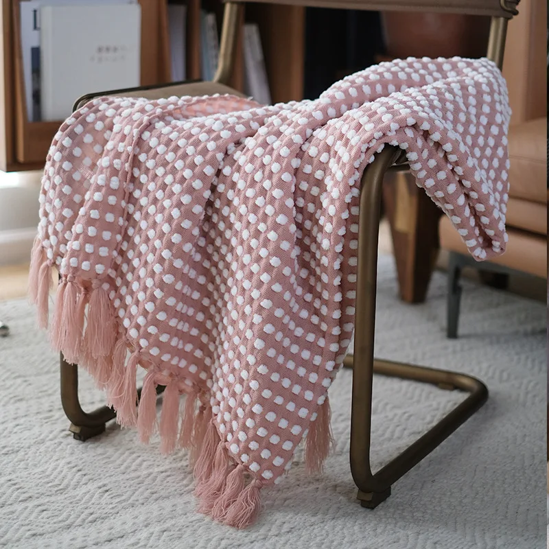 Curated visual reference: Visual Reference: 100 Acrylic Luxury Elegant Chic Throw Blanket Knitted With Fringe