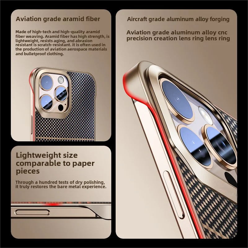 product ultra thin wireless for kevlar mobile phone case for iphone 17 pro max 16 15 14 compatible magnetic for  aramid fiber elegant-5