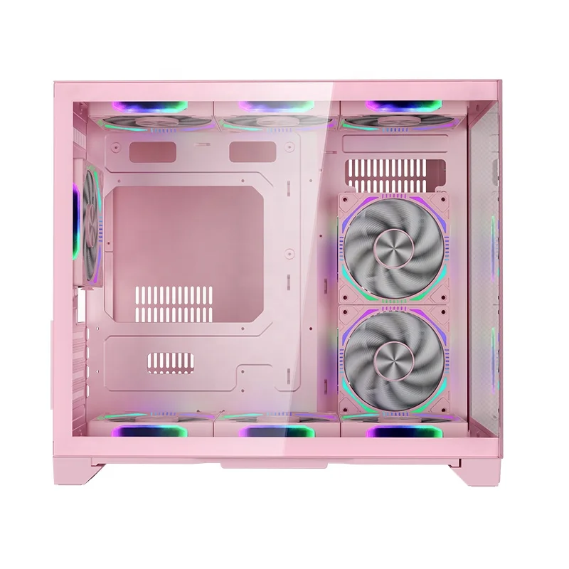 WJCOOLMAN Flagship Pink Sea View No-a-Pillar Glass ATX Chassis
