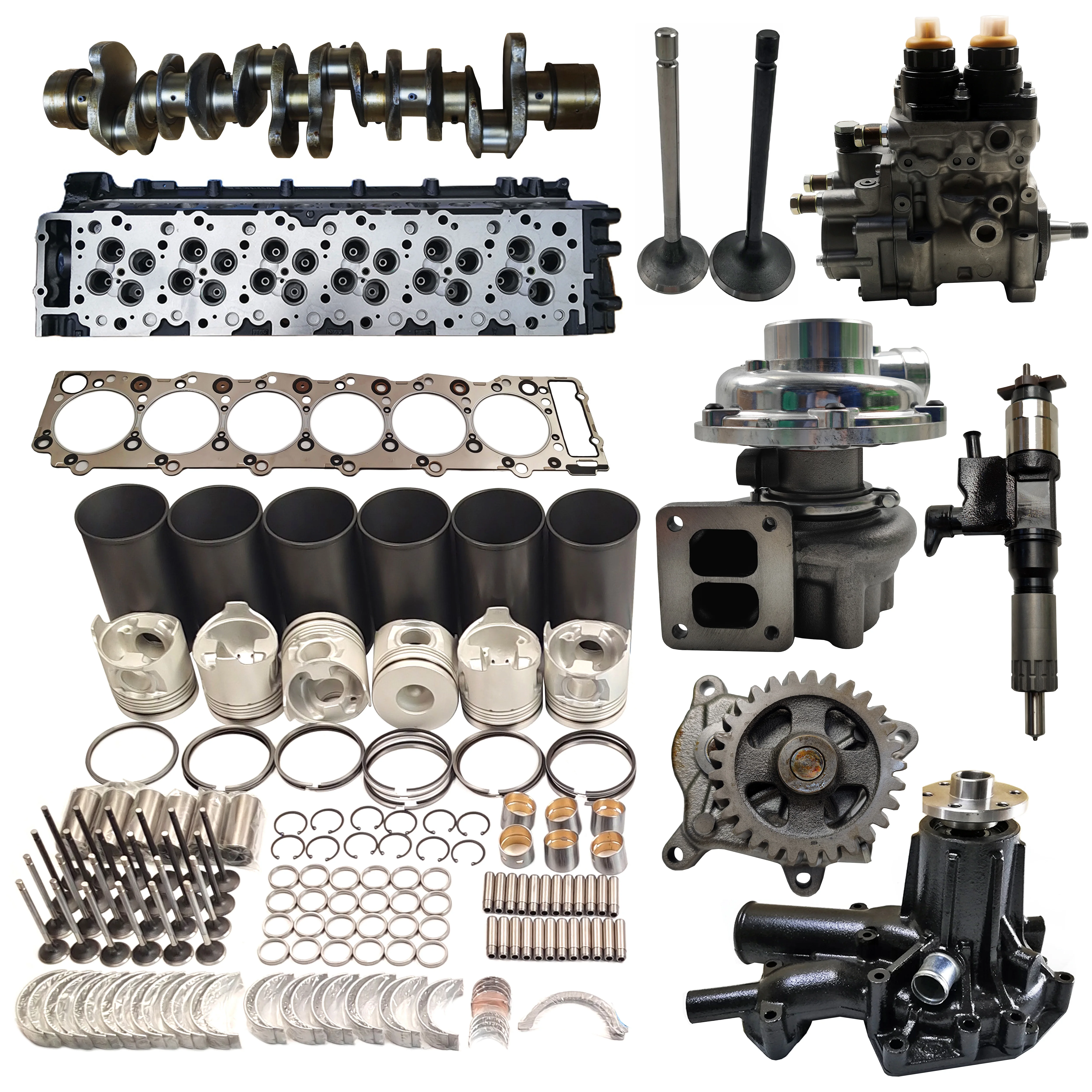 For Isuzu Engine Overhaul Repair Set 6WG1 Cylinder Piston Set 1-12112001-0 Gasket Kit Valve Bearing Pump Crankshaft - Gupta Tractor Spares Co.