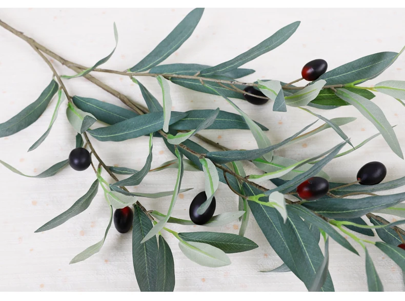 Artificial Olive Leaves And Fruit Branch For Home Restaurant Decoration