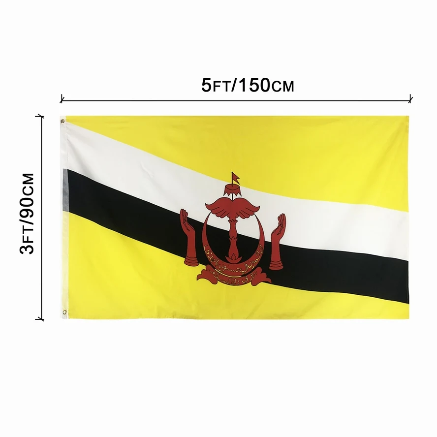 90x150cm Customized Logo Digital Printing Brunei Flag