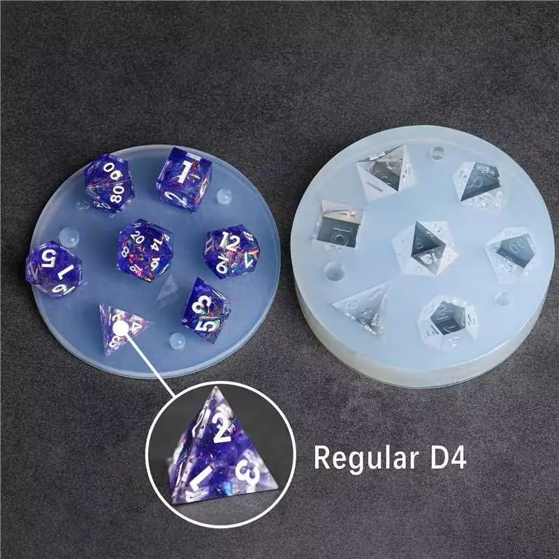 Dnd Sharp Edge Dice Silicone Mold For 7pcs Resin Dice Set High