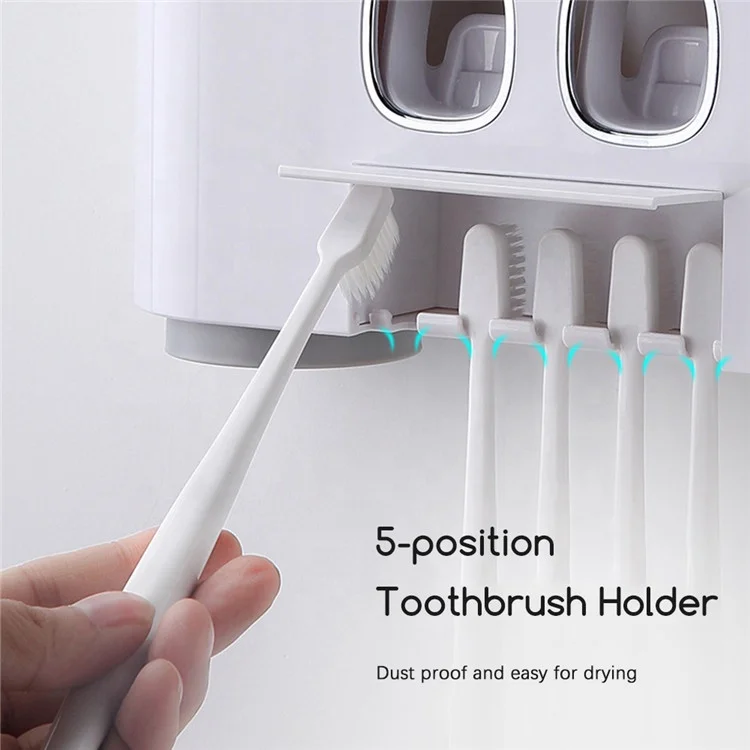 Automatic Toothbrush Holder with Toothpaste Squeezer Plastic Sterilizer for Convenient Oral Hygiene