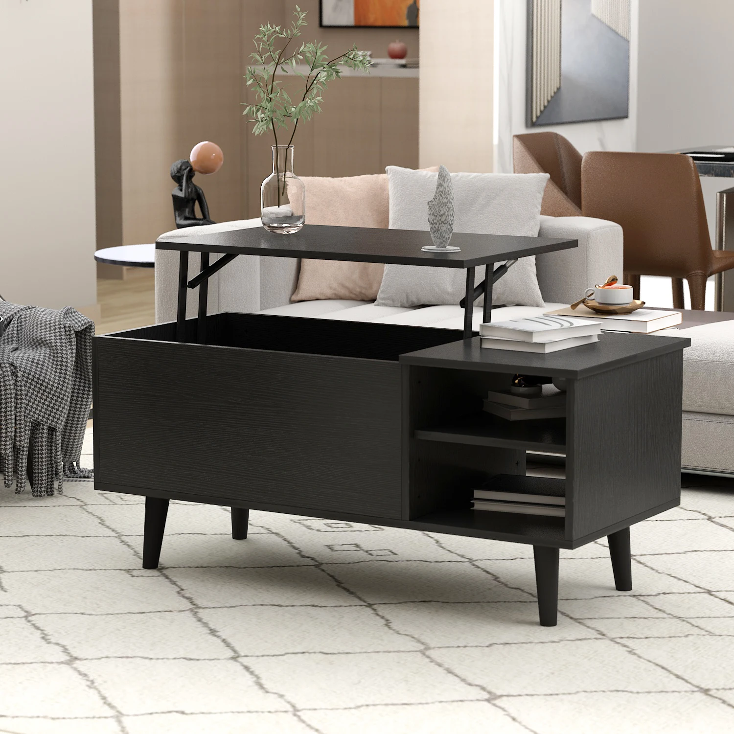 Multifunctional Folding Lift Coffee Table Modern Lift Top Coffee Table