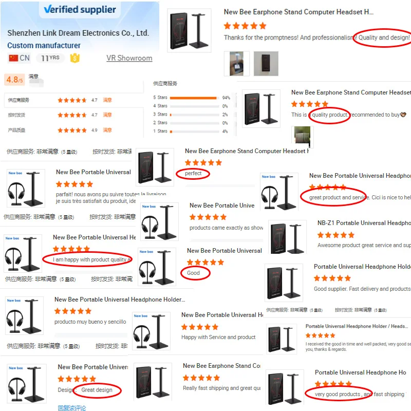New Bee Display Racks Earphone Stand Computer Headset Headphone Holder Game Headphone Stand with Aluminum Supporting
