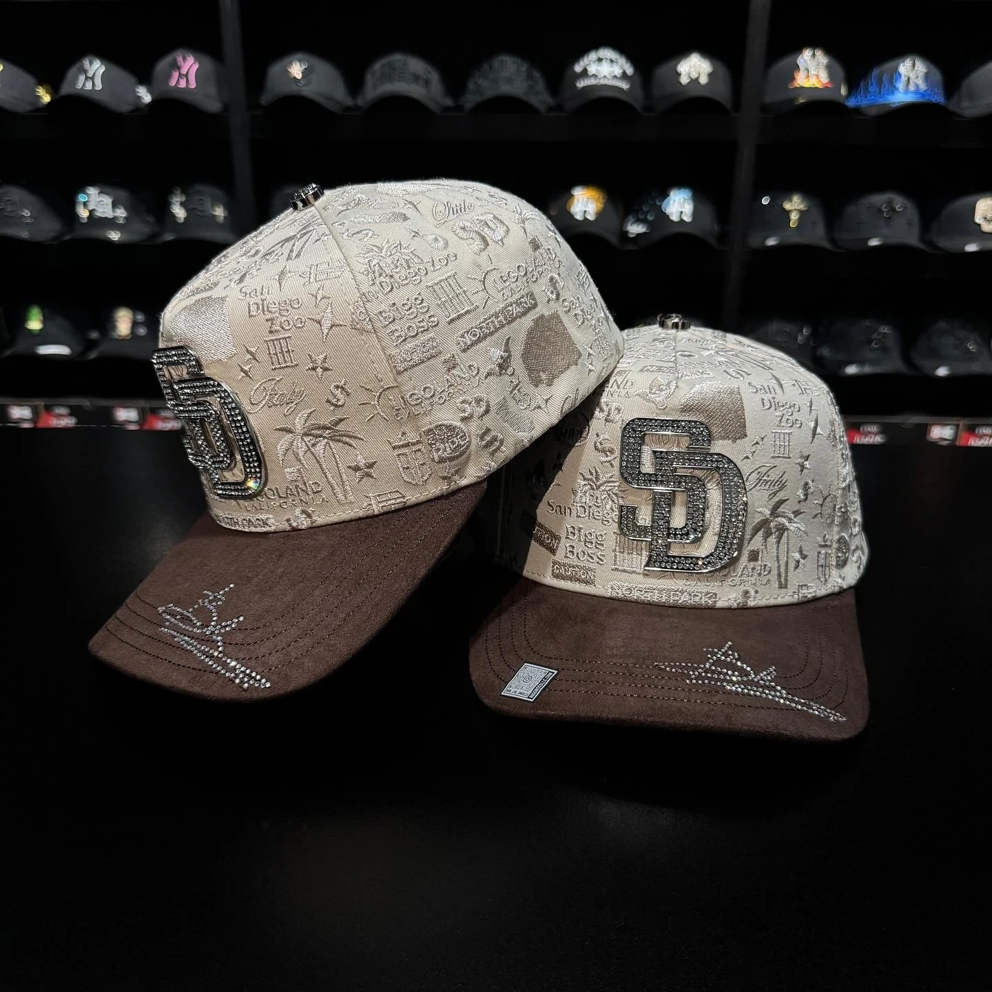 SD Rhinestone Baseball Cap for Women Men Fashion Hip Hop Snapback Hat
