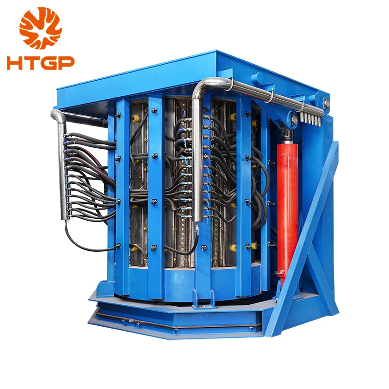 HTGP 1T Smelter Melt Furnaces Machine Casting Smelting Copper Scrap Electric Metal Steel Iron Induction Melting Furnace for Sale
