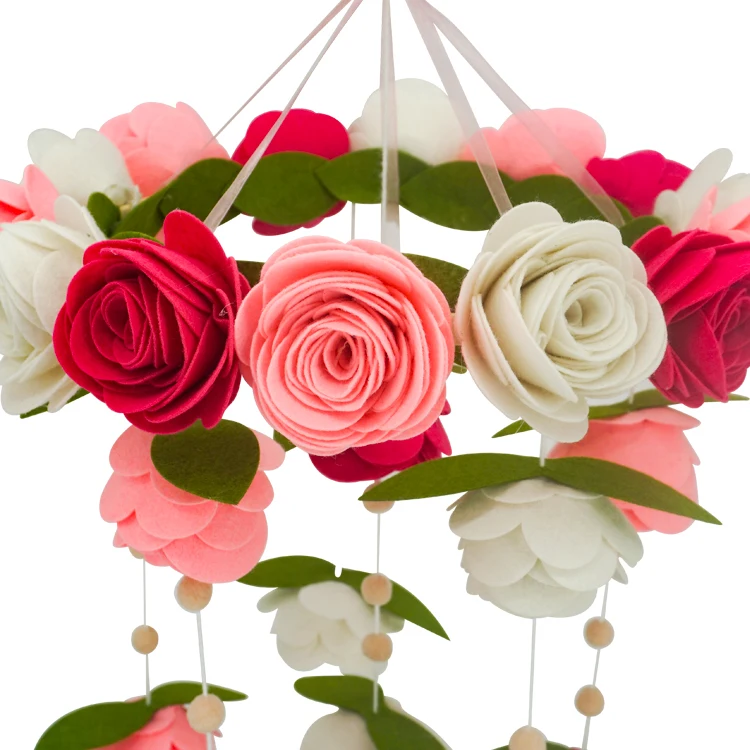 Войлочный детский мобильный войлочный цветок, подвесные розы, войлочный детский мобильный для детской комнаты