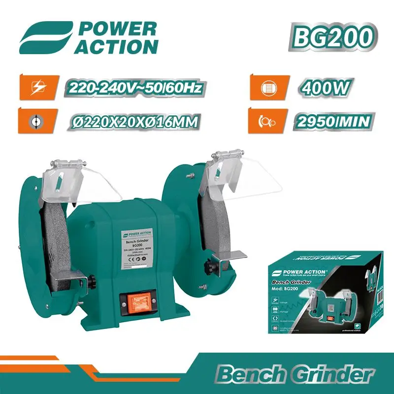 Power Action 400W Mini Bench Grinder Small Bench Grinder BG200