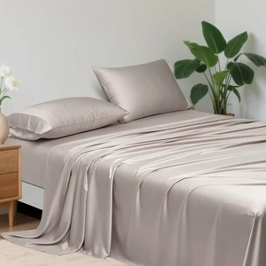 High-End California King Size Bamboo Lyocell Bed Sheets Set Summer Season Comfort Elegant Bamboo Design