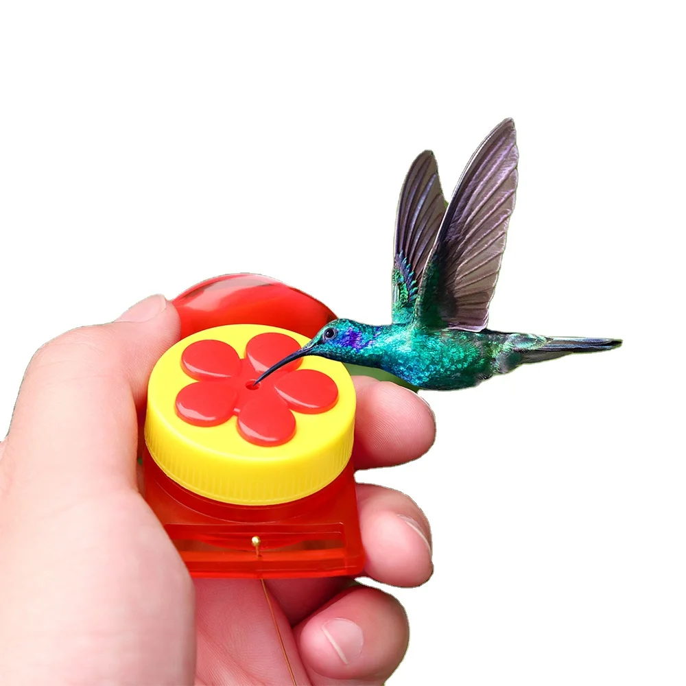 Mini Handheld Hummingbird Feeders Plastic Bird Feeders with Suction Cup Window Perch and Cleaning Brush for Outdoor Garden Use