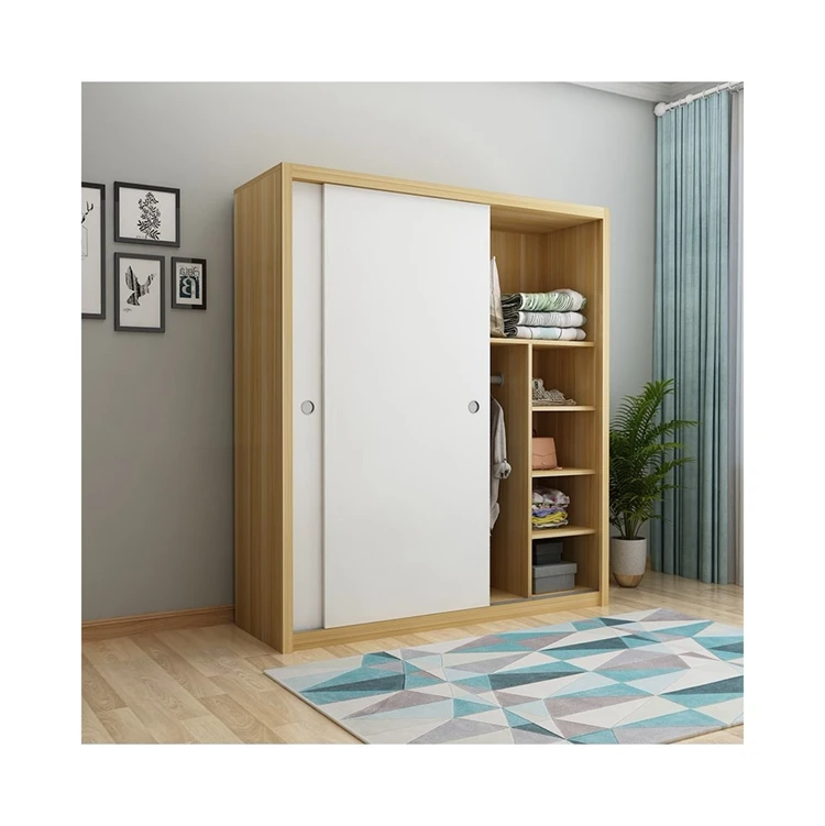ワードローブ引き戸木製2ドア小さなクローゼットシンプルでモダンな引き戸ワードローブライトクルミ色 Buy デザイナーのためのワードローブ 小さなワードローブクローゼット 現代のスライドドアワードローブ Product On Alibaba Com