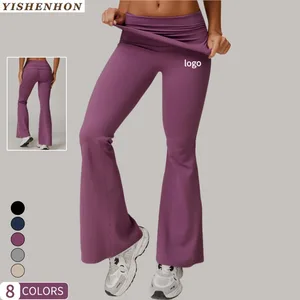 For YISHENHON Women's High Waist Quick Dry Yoga Leggings Casual Wide Sports Pants with Hip Lift & Flare Solid Pattern Naked Feel